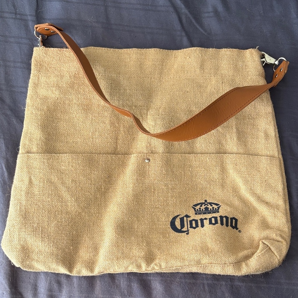 Corona Jute Tote Bag with Detatchable Strap